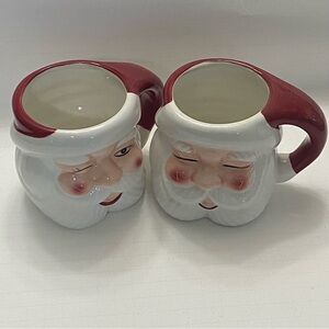 Pottery Barn Santa Claus Mugs - Red and White